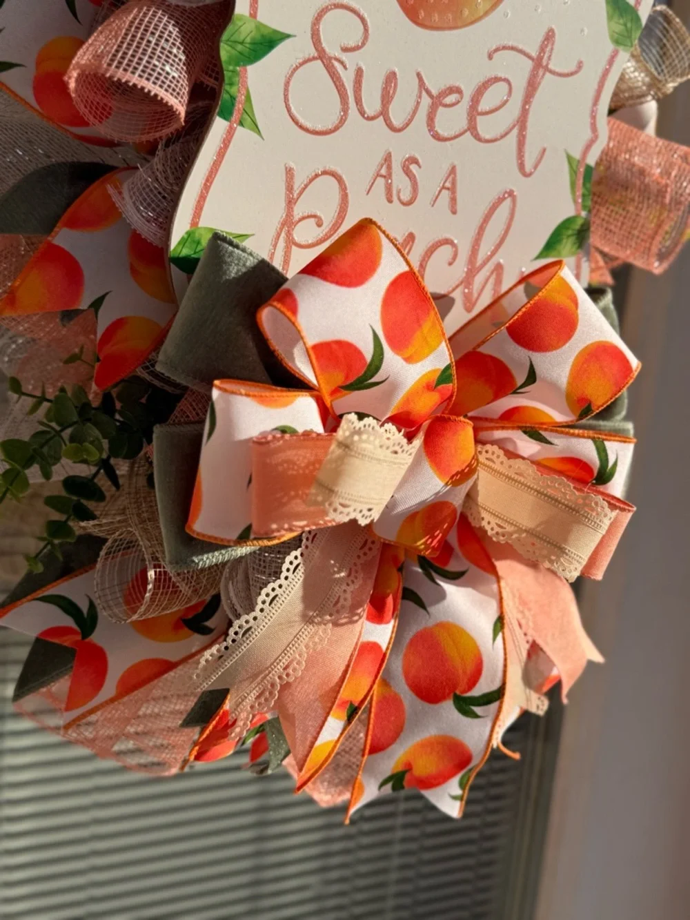Sweet as a Peach Home Holiday Door Wreath - Peach Color